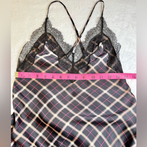Victoria Secret Plaid Asymmetrical Satin Slip 
 -NWOT - Picture 3 of 8